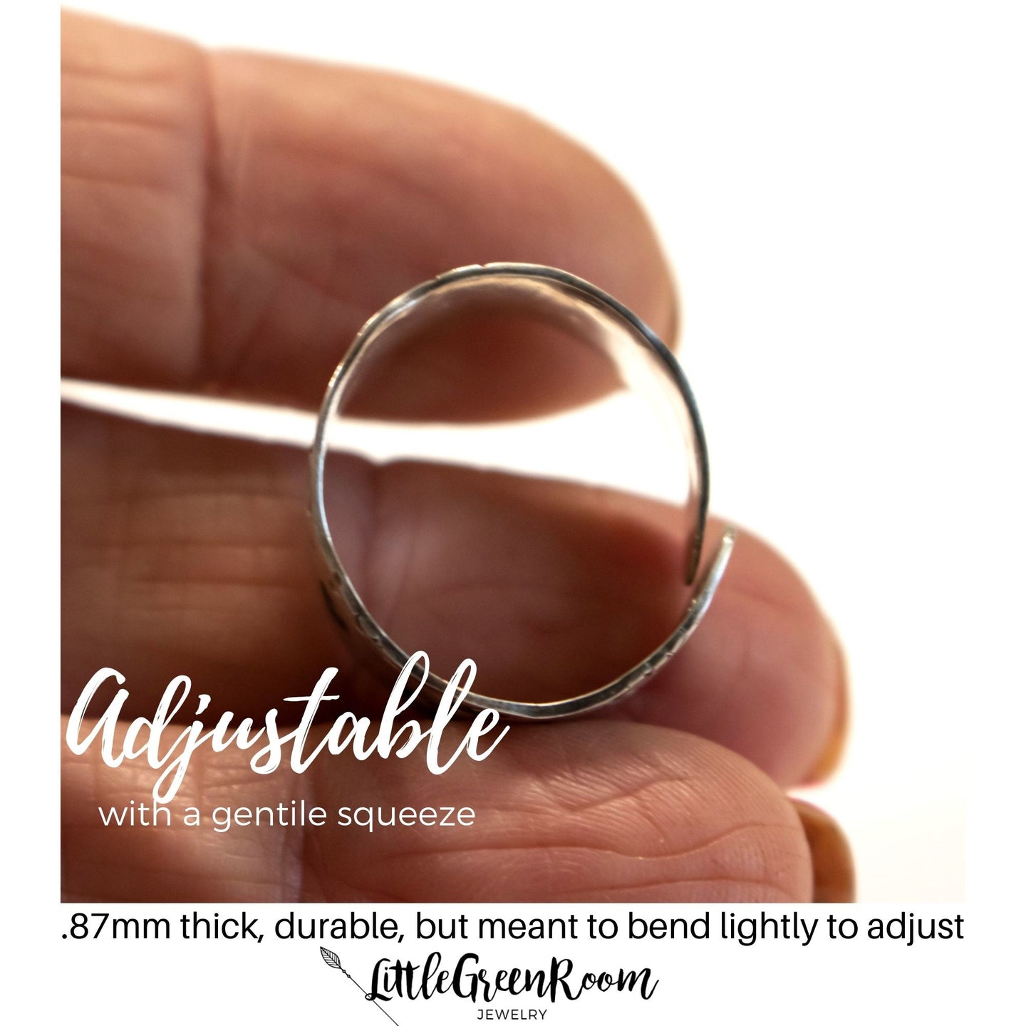 Sterling Silver Adjustable Band Ring-Womens-LittleGreenRoomJewelry-LittleGreenRoomJewelry